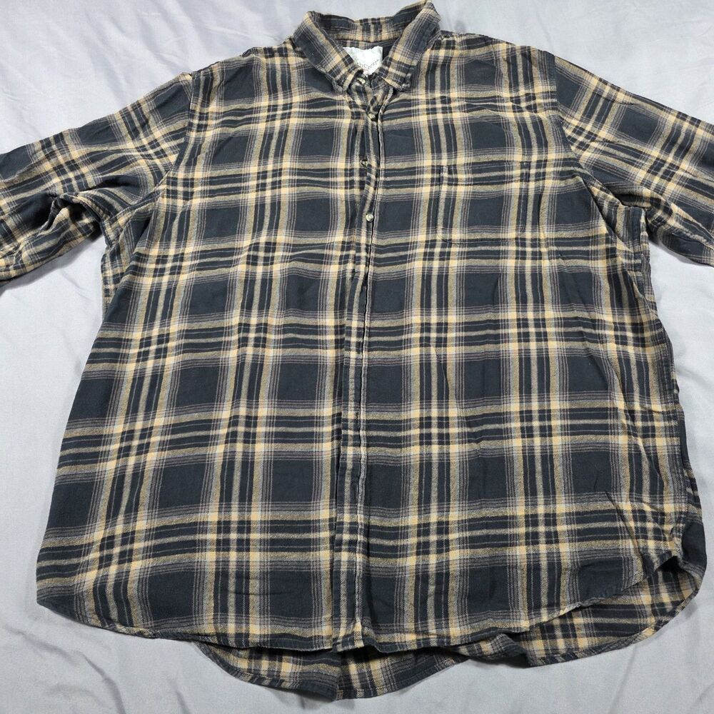 NorthCrest Shirt 3XL TALL Black Tan  Plaid Flannel Outdoor Casual Men XXXLT